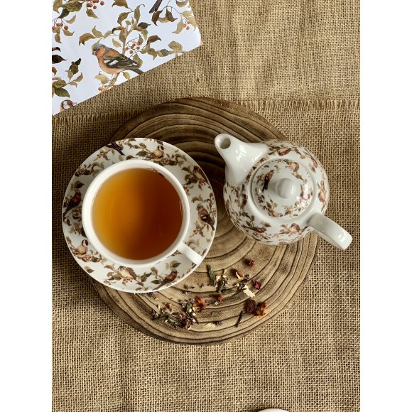 DUO PTASZKI Tea for one - Filiżanka z dzbankiem 350 ml i spodkiem / porcelana