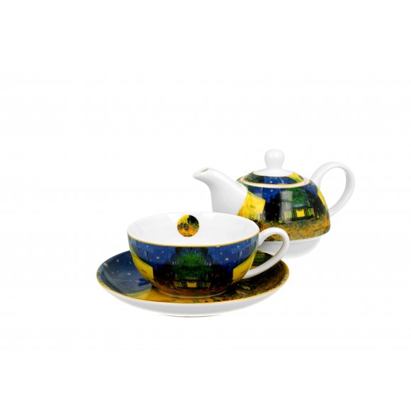 DUO TERRACE AT NIGHT by V. van Gogh Tea for one - Filiżanka z dzbankiem 350 ml i spodkiem / porcelana