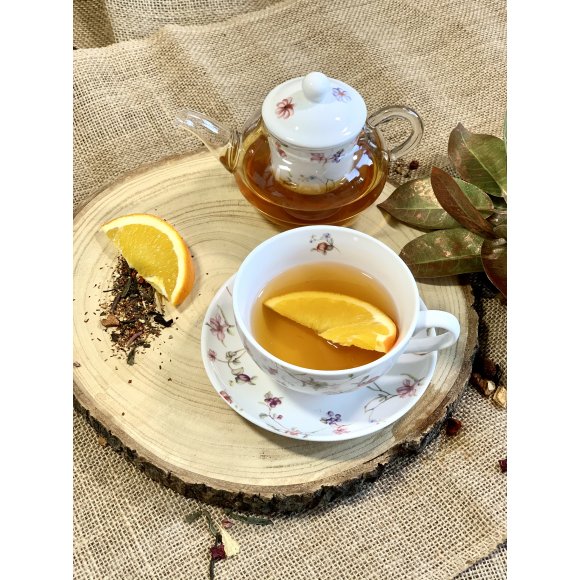 DUO SAFA Tea for one - Filiżanka z dzbankiem szklanym 330 ml i spodkiem / porcelana