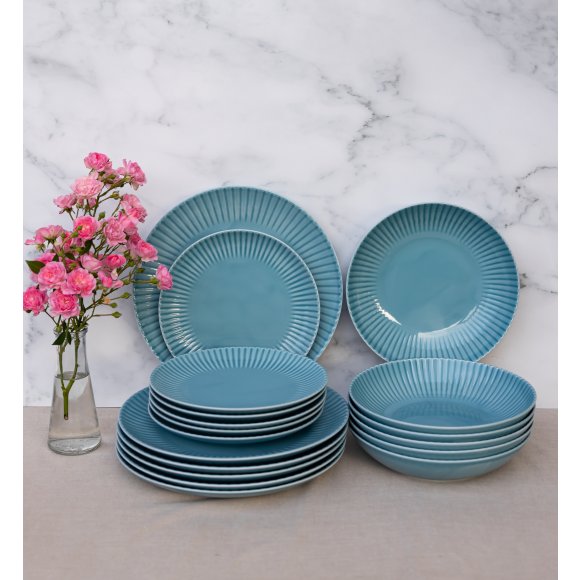 LUBIANA DAISY WATERFALL K6 Serwis obiadowy 18 osób / 54 elementy / turkusowy