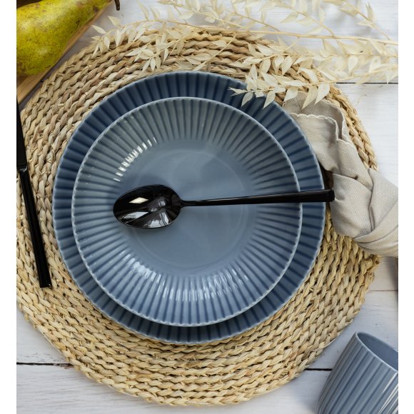 LUBIANA DAISY SEASIDE K9 Serwis obiadowy 18 osób / 54 elementy / szaro - niebieski