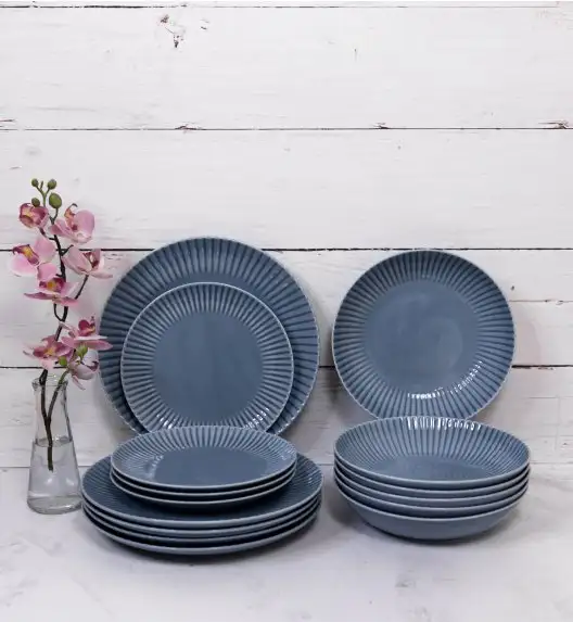 LUBIANA DAISY SEASIDE K9 Serwis obiadowy 24 os / 72 elementy / szaro - niebieski