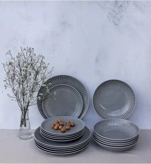 LUBIANA DAISY CLOUD K1 Serwis obiadowy 18 osób / 54 elementy / szary