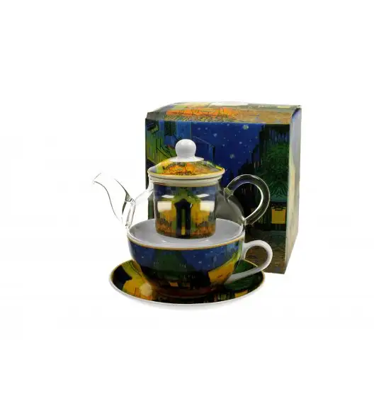 DUO TERRACE AT NIGHT by V. van Gogh Tea for one - Filiżanka z dzbankiem szklanym 330 ml i spodkiem  / porcelana