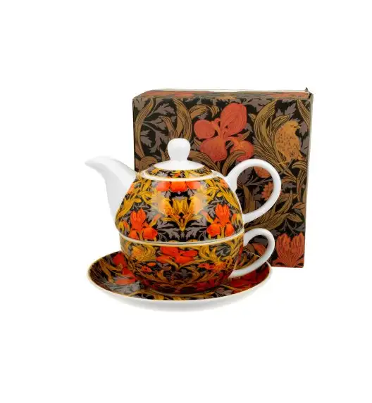 DUO ORANGE IRISES by W. Morris Tea for one - Filiżanka z dzbankiem 350 ml i spodkiem  / porcelana