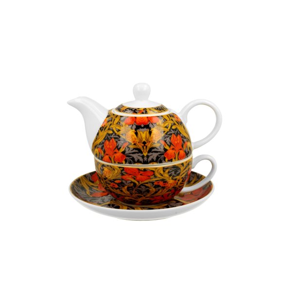 DUO ORANGE IRISES by W. Morris Tea for one - Filiżanka z dzbankiem 350 ml i spodkiem / porcelana