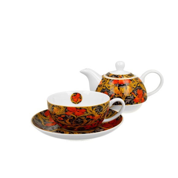DUO ORANGE IRISES by W. Morris Tea for one - Filiżanka z dzbankiem 350 ml i spodkiem / porcelana