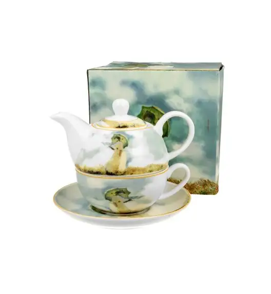 DUO WOMAN WITH PARASOL by C. Monet Tea for one - Filiżanka z dzbankiem 350 ml i spodkiem  / porcelana