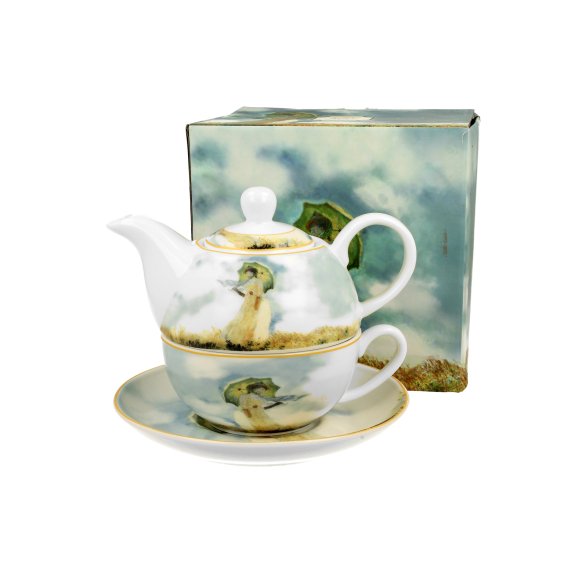DUO WOMAN WITH PARASOL by C. Monet Tea for one - Filiżanka z dzbankiem 350 ml i spodkiem / porcelana