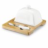 KONIGHOFFER CERAMIC Maselniczka porcelanowa z nożykiem / biała