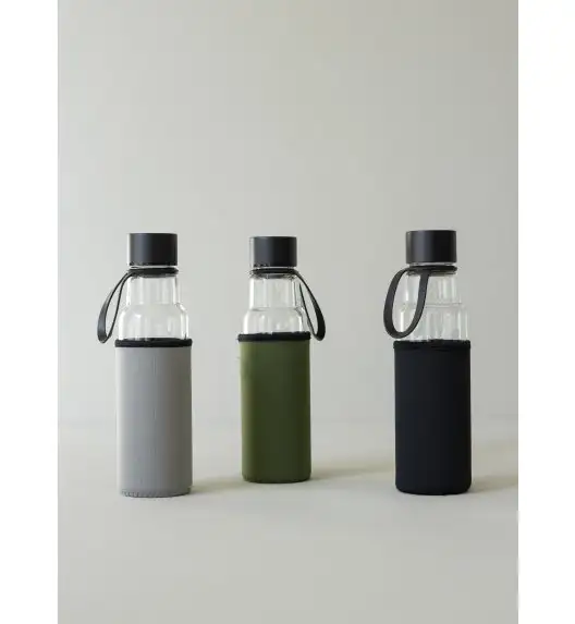 Sagaform butelka na wodę zielony pokrowiec / 0,6 l / 7 x 26 cm / szkło borokrzemowe / neopren