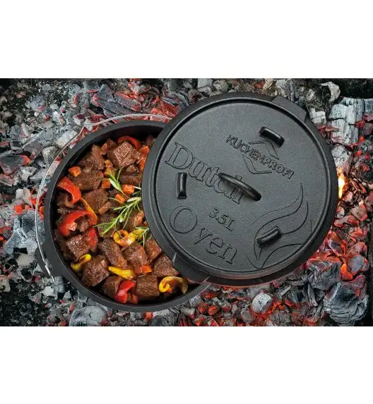 Küchenprofi Garnek żeliwny z akcesoriami do używania na grillu i nad ogniskiem / 3,5 l