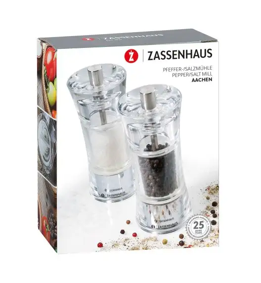 Zassenhaus Zestaw 2 młynków do soli i pieprzu / 5,8 x 14 cm / akrylowe