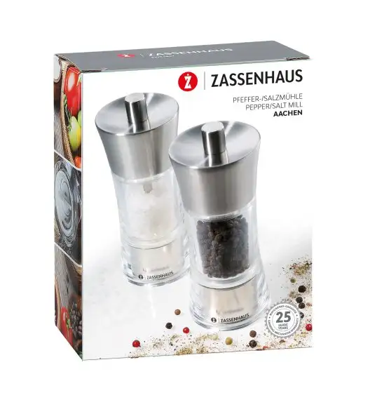 Zassenhaus zestaw 2 młynków do soli i pieprzu / 5,8 x 14 cm / stalowo-akrylowe