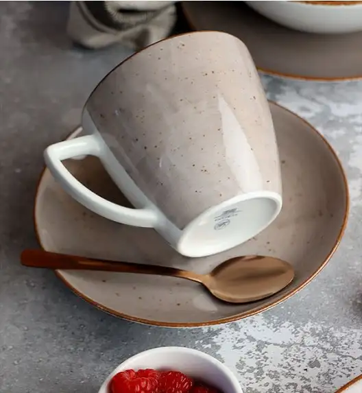 LUBIANA BOSS 6630T Serwis obiadowo - kawowy 112 el / 18 osób / brązowy / porcelana ręcznie malowana