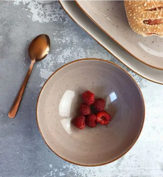 LUBIANA BOSS 6630T Serwis obiadowo - kawowy 112 el / 18 osób / brązowy / porcelana ręcznie malowana