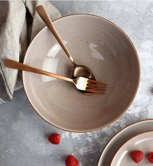 LUBIANA BOSS 6630T Serwis obiadowo - kawowy 112 el / 18 osób / brązowy / porcelana ręcznie malowana