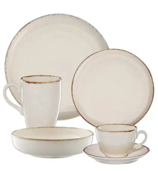AMBITION CRAFT Serwis obiadowo-kawowy 72 el dla 12 osób / beżowa porcelana