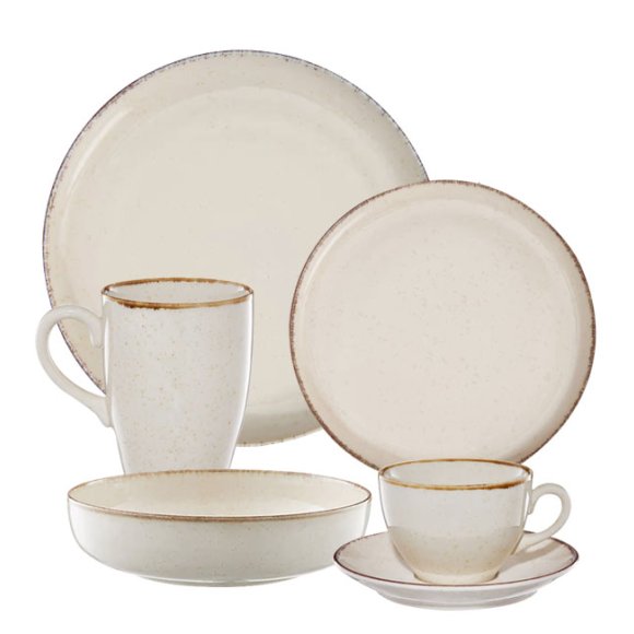 AMBITION CRAFT Serwis obiadowo-kawowy 72 el dla 12 osób / beżowa porcelana