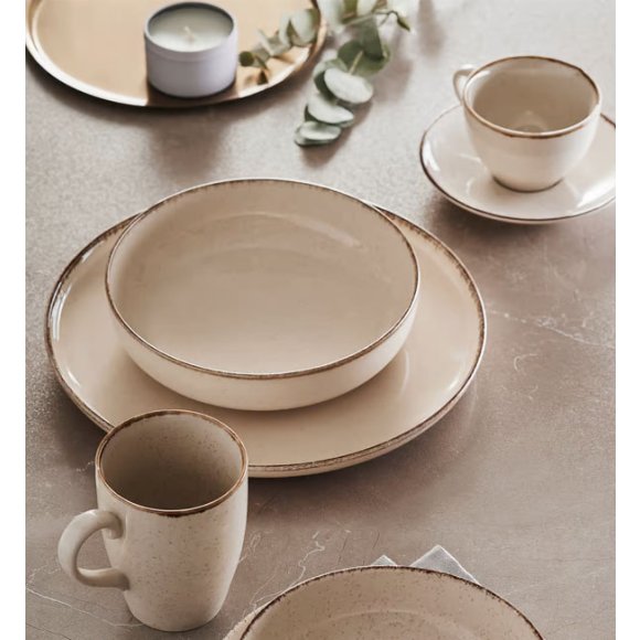 AMBITION CRAFT Serwis obiadowo-kawowy 72 el dla 12 osób / beżowa porcelana