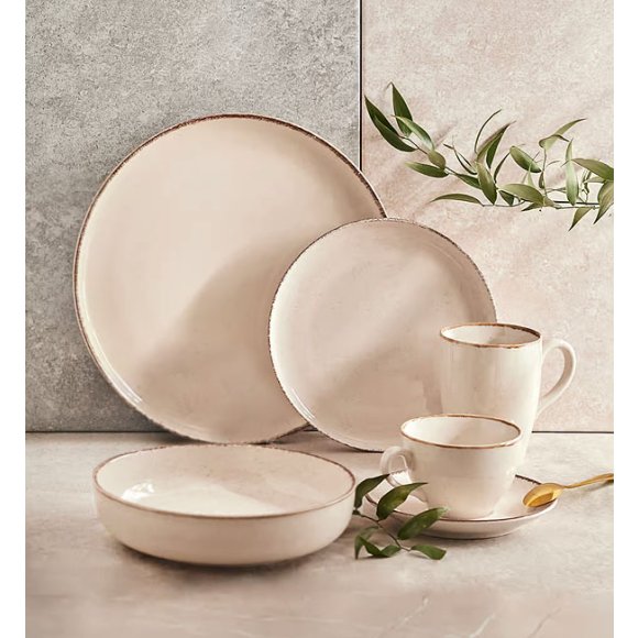 AMBITION CRAFT Serwis obiadowo-kawowy 72 el dla 12 osób / beżowa porcelana