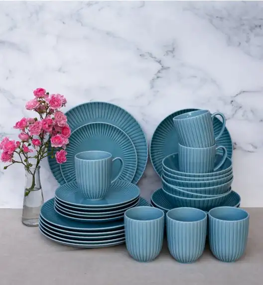 LUBIANA DAISY WATERFALL K6 Serwis obiadowy 24 osoby / 96 elementów / turkusowy