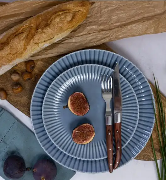 LUBIANA DAISY SEASIDE K9 Serwis obiadowy 12 osób / 48 elementów / szaro - niebieski