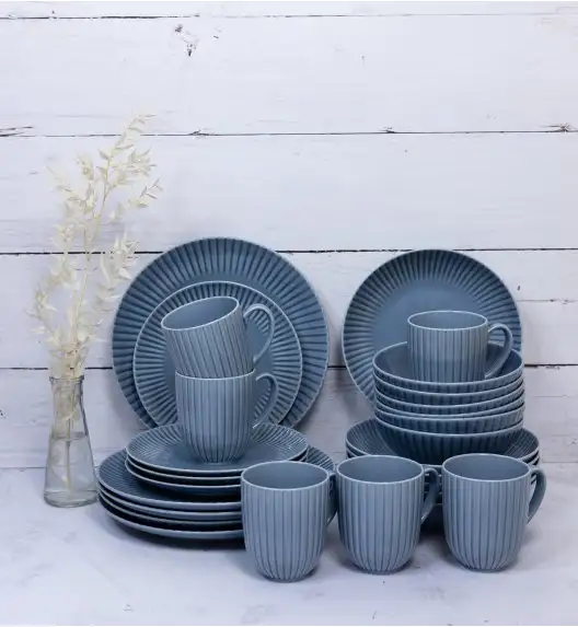 LUBIANA DAISY SEASIDE K9 Serwis obiadowy 12 osób / 48 elementów / szaro - niebieski