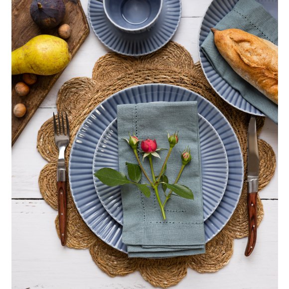 LUBIANA DAISY SEASIDE K9 Serwis obiadowy 24 osoby / 96 elementy / szaro - niebieski