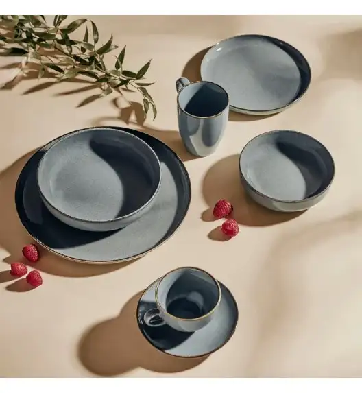 AMBITION CRAFT Filiżanka porcelanowa 220 ml + spodek 14,5 cm / niebieska