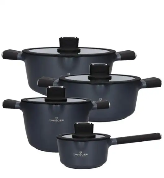 ZWIEGER VESNA Komplet 4 garnków z pokrywkami + Patelnia 20, 24, 28 cm / GREBLON C3 non-stick / indukcja