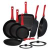 ZWIEGER OBSIDIAN Komplet 7 patelni + pokrywki uniwersalne Tadar / Grillowa, naleśnikowa, wok / powłoka GREBLON non- stick