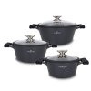 ZWIEGER BLACK STONE Zestaw garnków z pokrywkami 20, 24, 28 cm w opakowaniu GREBLON non-stick