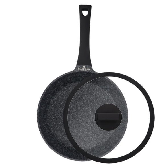 ZWIEGER BLACK STONE Patelnia 28 cm + Pokrywka uniwersalna / GREBLON non-stick
