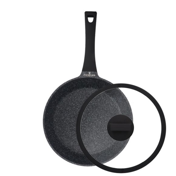 ZWIEGER BLACK STONE Patelnia 24 cm + Pokrywka uniwersalna / GREBLON non-stick
