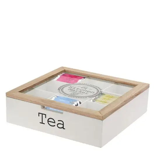 EXCELLENT HOUSEWARE Pudełko na herbatę z przegródkami / drewno