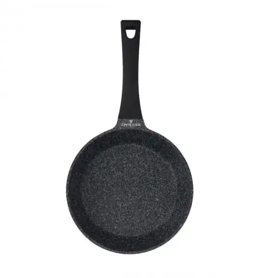 ZWIEGER BLACK STONE Komplet patelni uniwersalnych 24 + 28 cm + Pokrywki / GREBLON C3 GRANITE non-stick