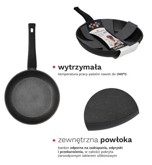ZWIEGER GABRO Patelnia 28 cm + Pokrywka uniwersalna Tadar / powłoka ILAG CRYSTAL