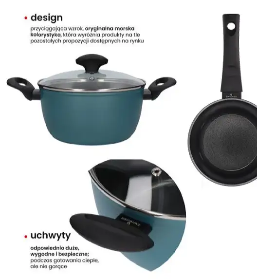 ZWIEGER ENVIRO Zestaw garnków z pokrywkami + patelnie / 10 el / powłoka ceramiczna EXP / indukcja