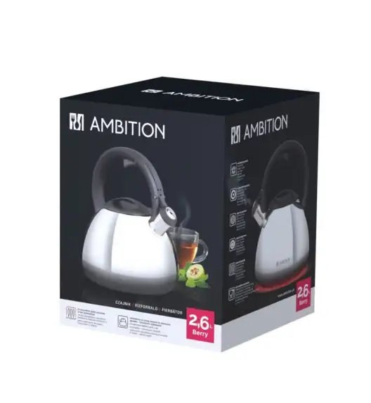 AMBITION BERRY Czajnik z gwizdkiem 2,6 l / stal nierdzewna