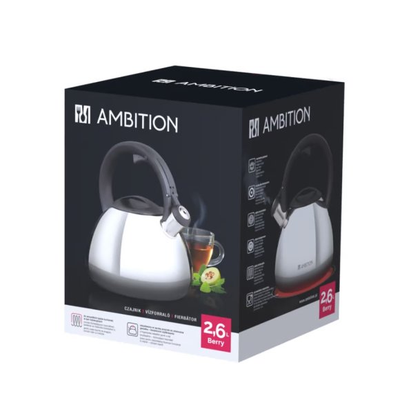 AMBITION BERRY Czajnik z gwizdkiem 2,6 l / stal nierdzewna