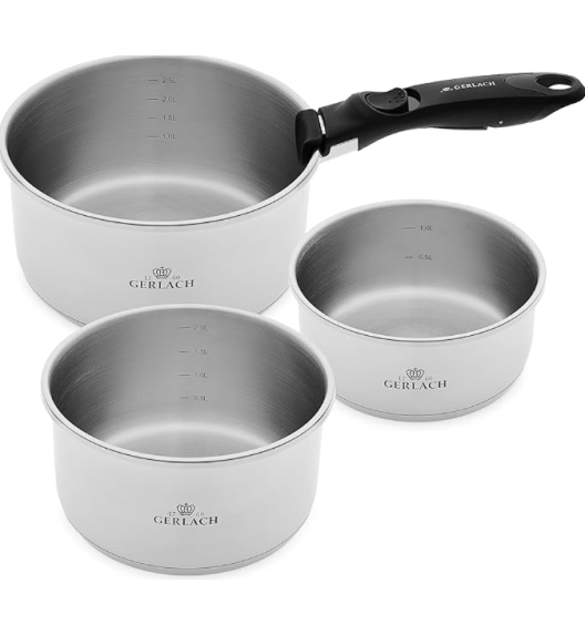 GERLACH SMART STEEL Komplet 3 garnków 16/18/20 cm + odpinana rączka / indukcja