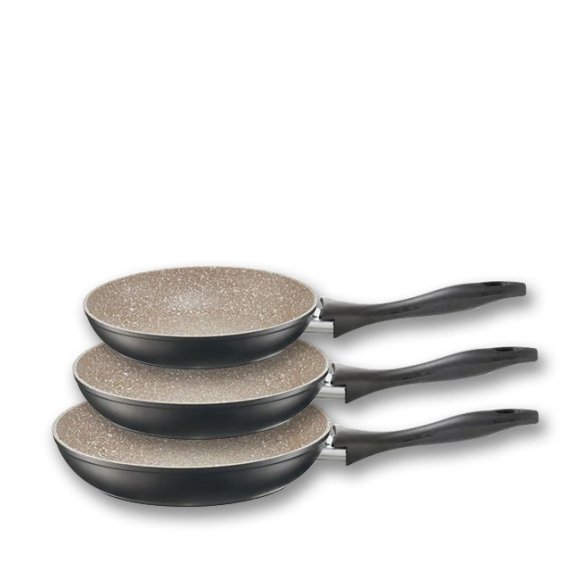 AMBITION ARRAS Zestaw patelni 20, 24, 28 cm / Qualum Basic Stone Edition