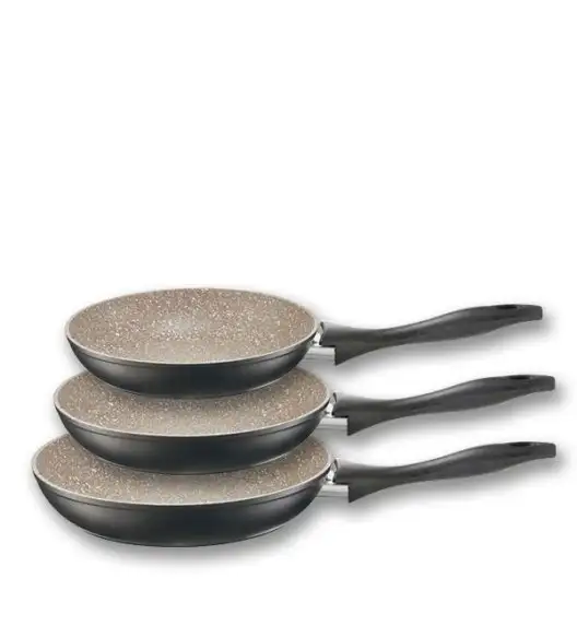 AMBITION ARRAS Zestaw patelni 20, 24, 28 cm + pokrywki uniwersalne Tadar / Qualum Basic Stone Edition