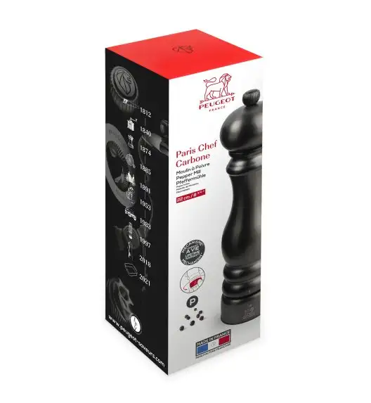 PEUGEOT PARIS CHEF Młynek do pieprzu 22 cm / Carbone / stal nierdzewna