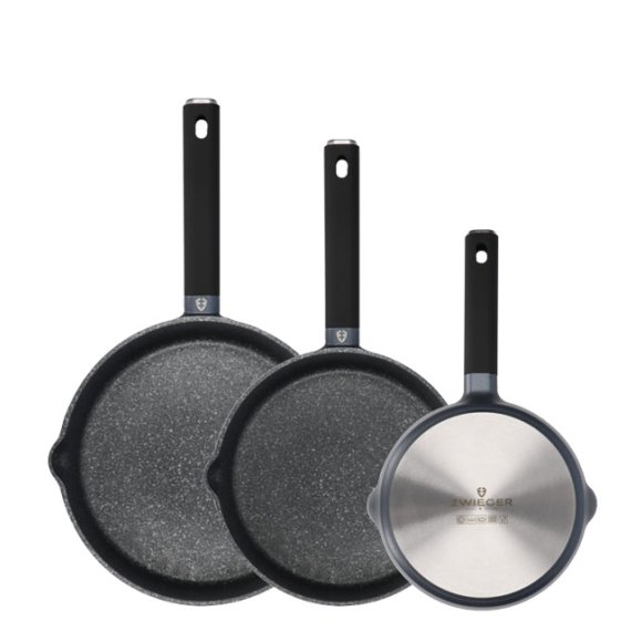 ZWIEGER VESNA Komplet 3 garnków z pokrywkami + Patelnie 20, 24, 28 cm / non-stick / indukcja