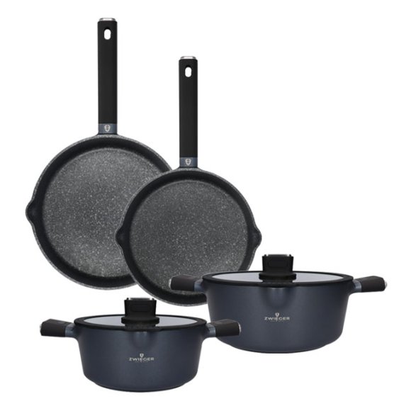 ZWIEGER VESNA Komplet 2 garnków z pokrywkami + Patelnie 24, 28 cm / GREBLON C3 non-stick / indukcja