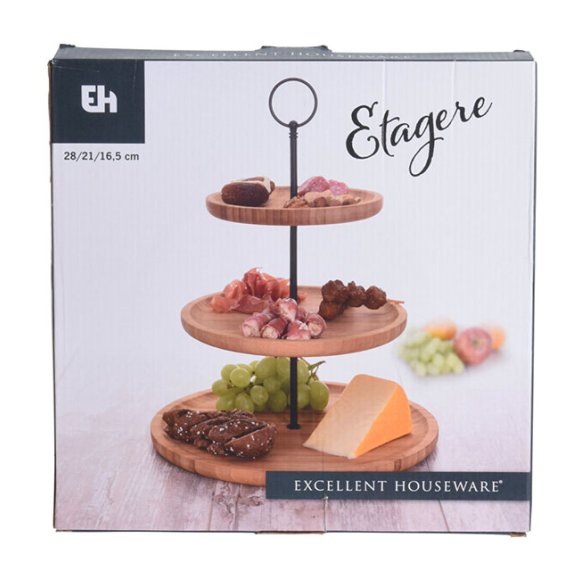 EXCELLENT HOUSEWARE Patera 3 poziomowa / drewno bambusowe