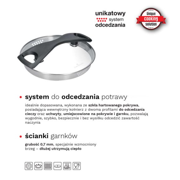 ZWIEGER GABRO Garnek z pokrywką do odcedzania 24 cm / 5 L / Stal nierdzewna