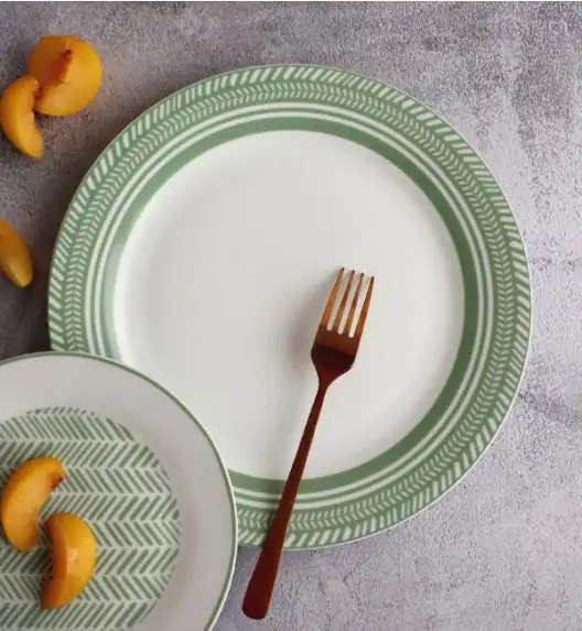 WATERSIDE SAGE HERRINGBONE Serwis obiadowo-kawowy 32 el / 8 osób / porcelana